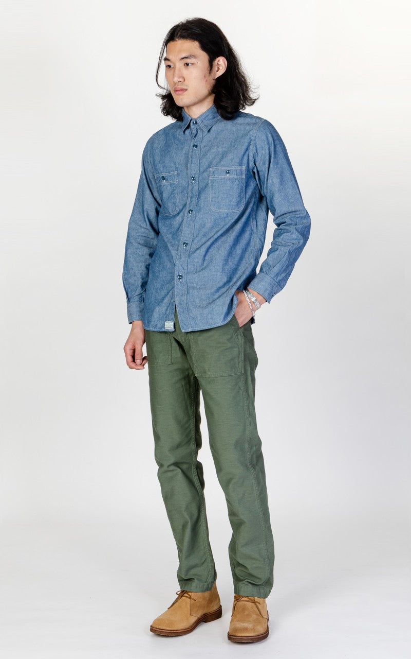 OrSlow Chambray Work Shirt Blue
