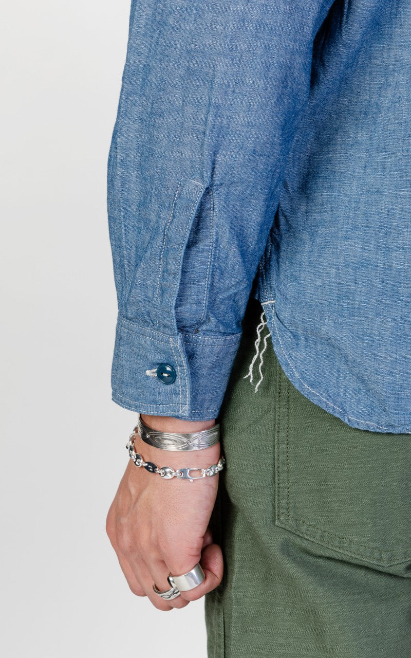 OrSlow Chambray Work Shirt Blue