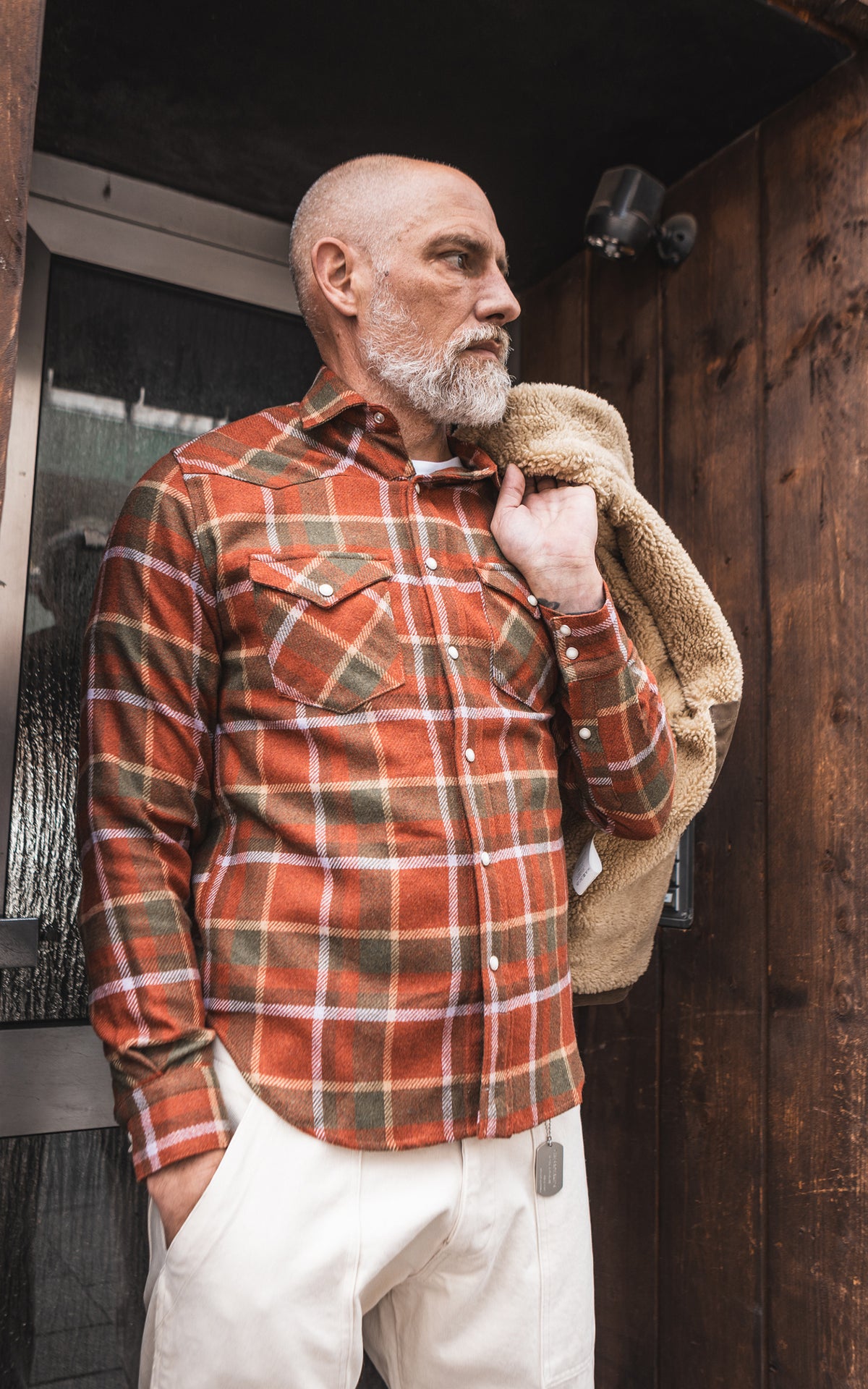 Chesapeake's Western Tartan Wool Shirt Rust