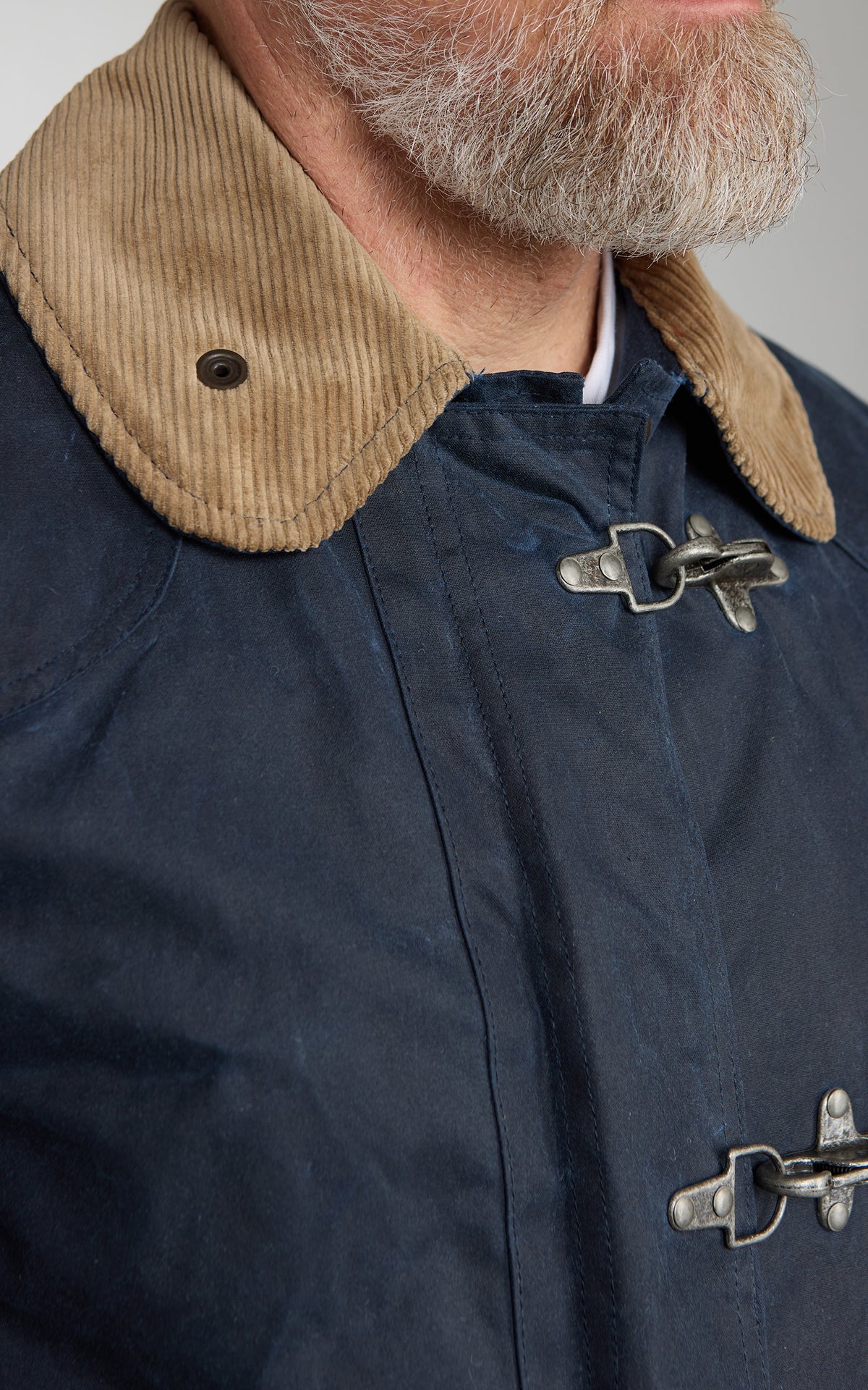 Chesapeake's Waxed Cotton Bedford Fireman Jacket Blue Deep Ocean