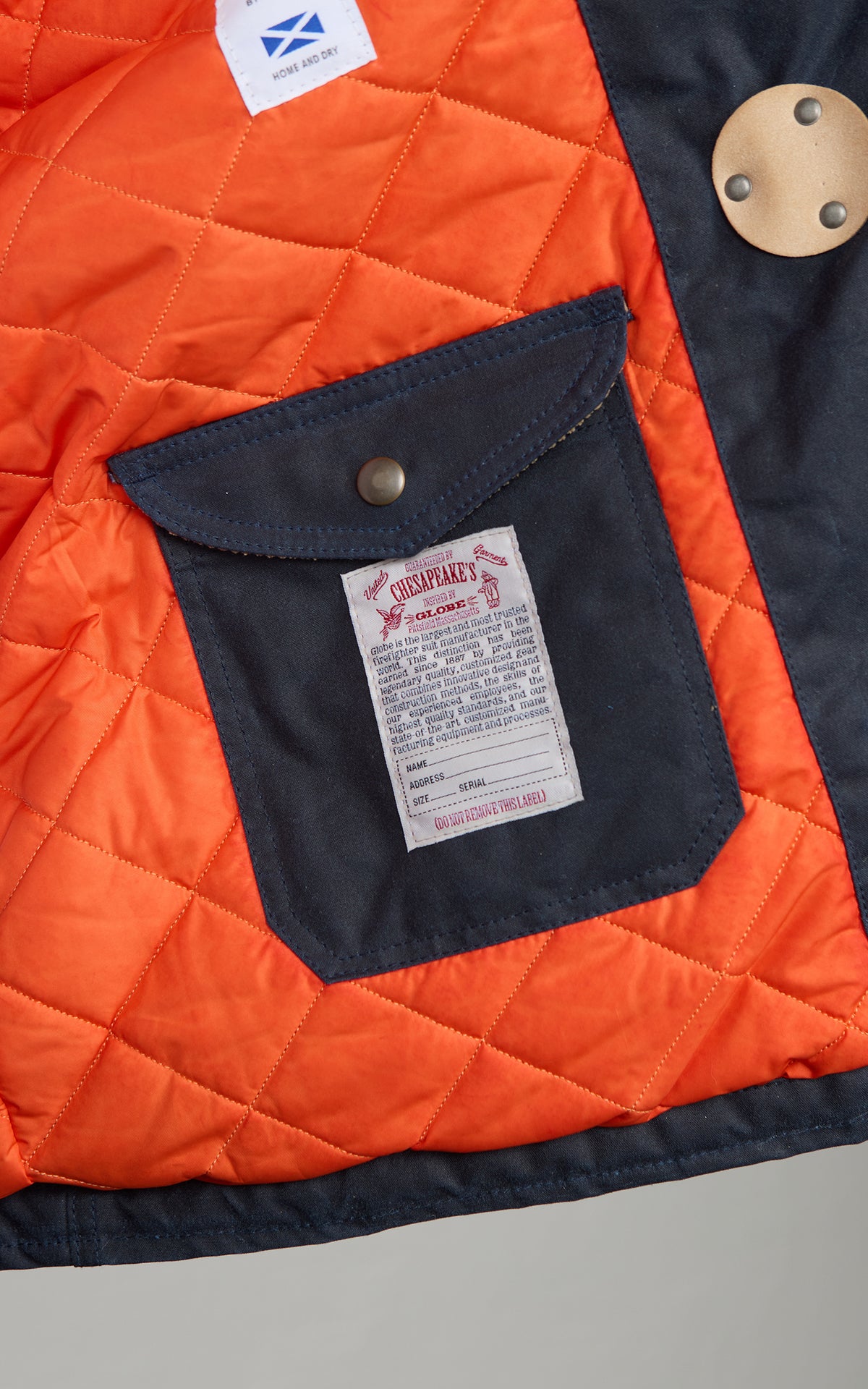 Chesapeake's Waxed Cotton Bedford Fireman Jacket Blue Deep Ocean