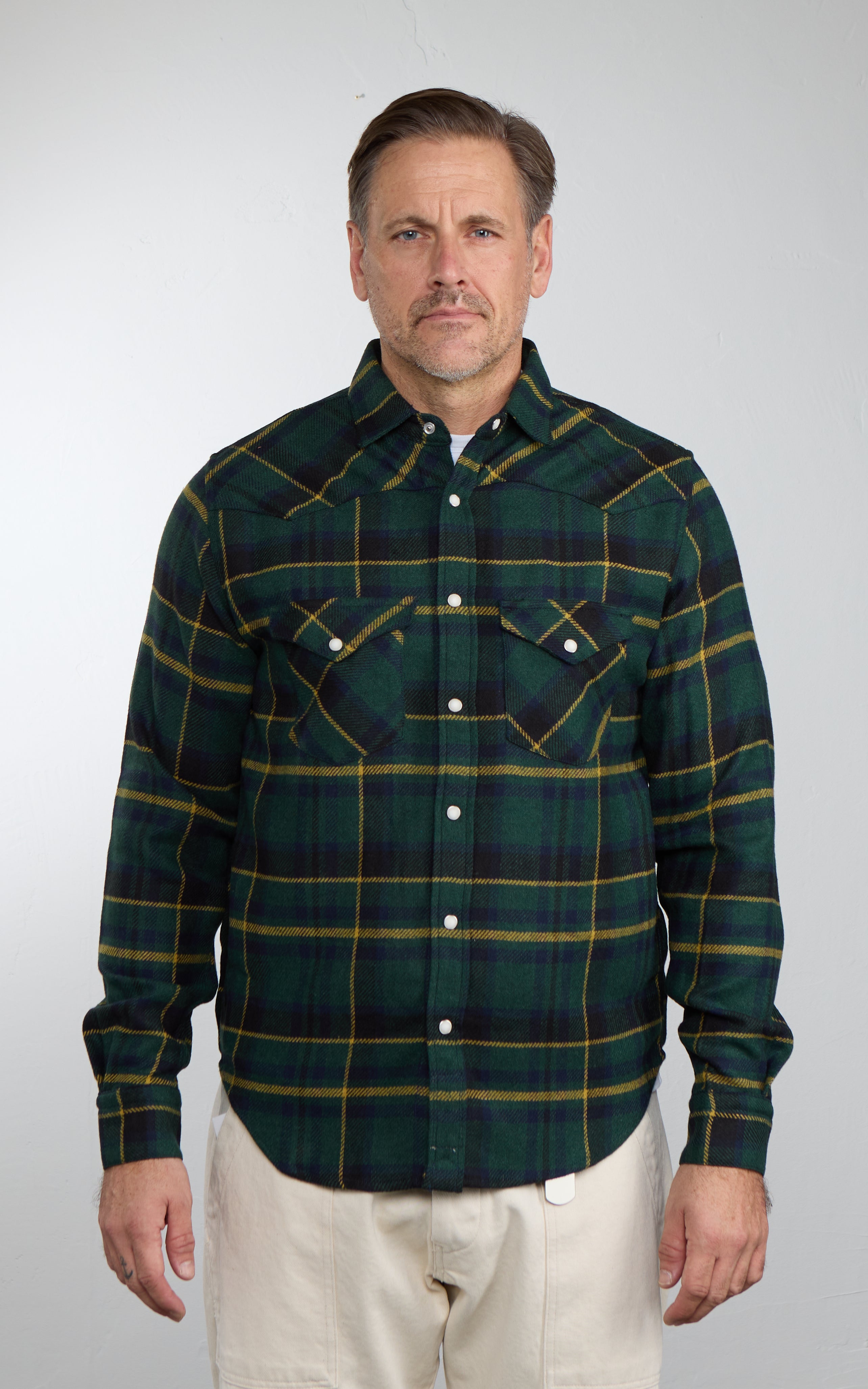 Chesapeake's Western Tartan Wool Shirt Navy