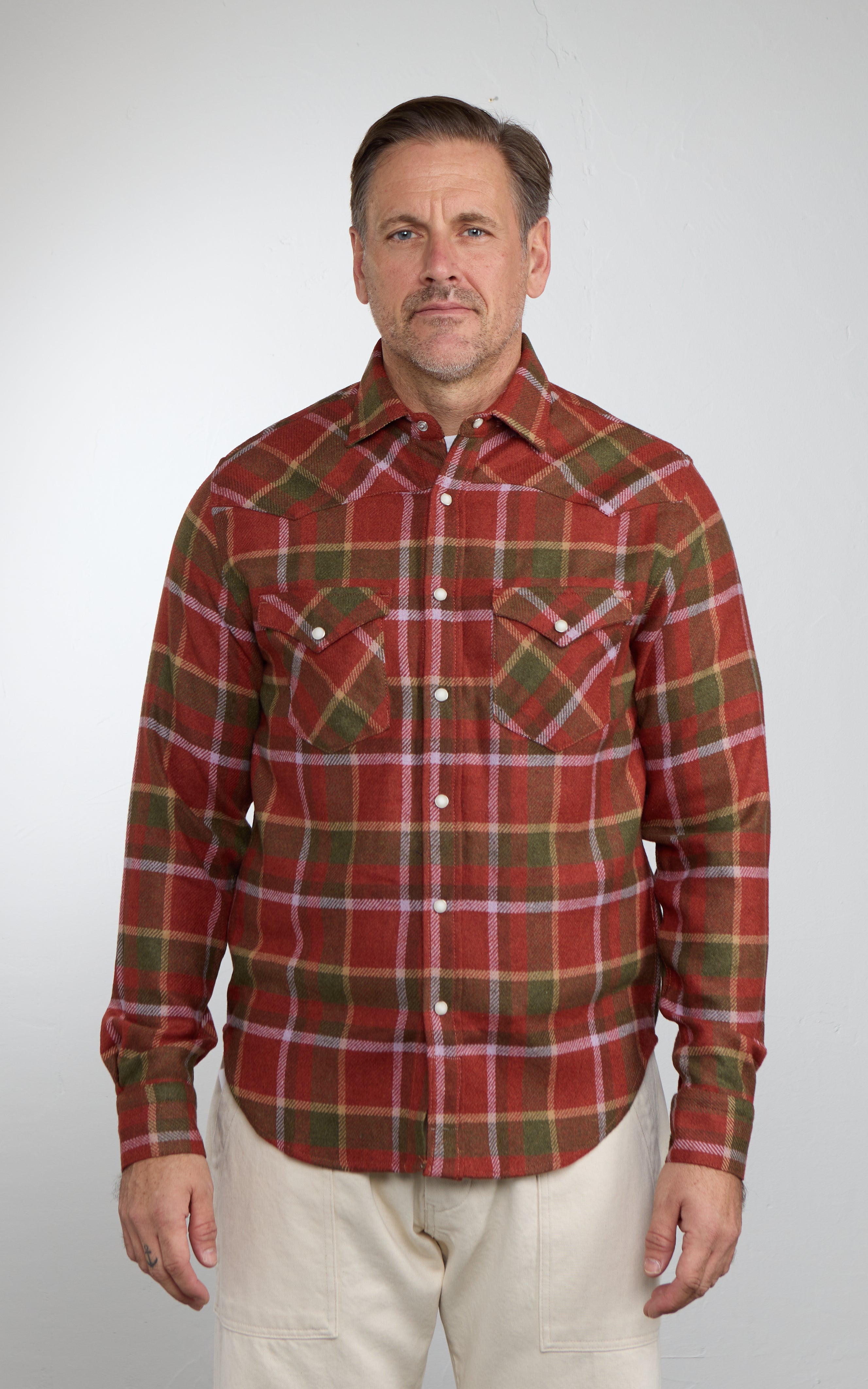 Chesapeake's Western Tartan Wool Shirt Rust