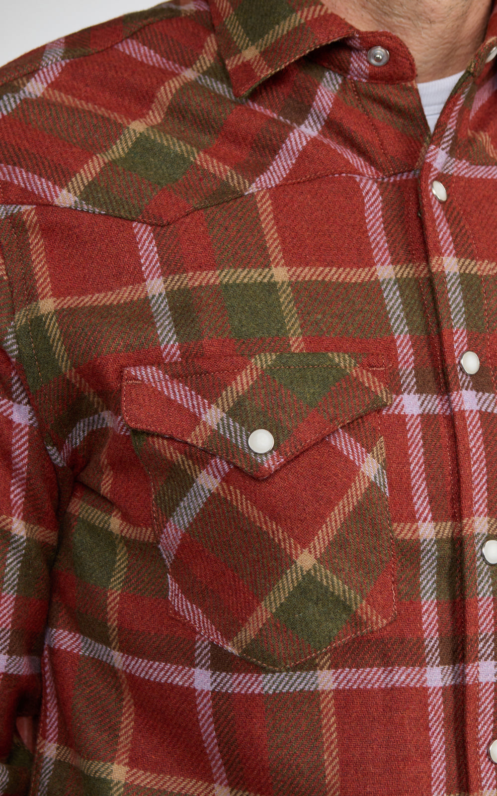 Chesapeake's Western Tartan Wool Shirt Rust
