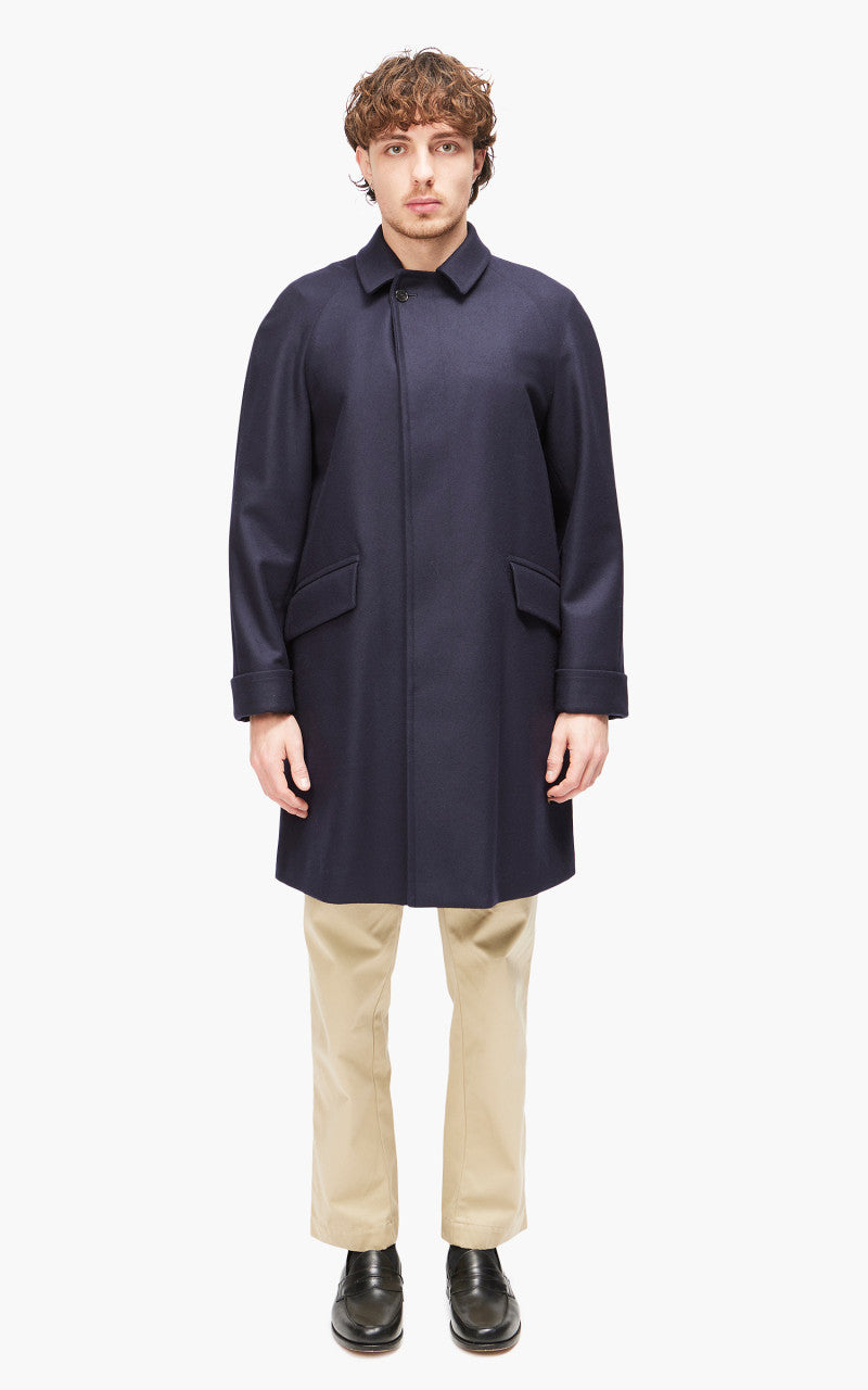 Coherence Corb Melton Wool Jersey Coat Dark Blue