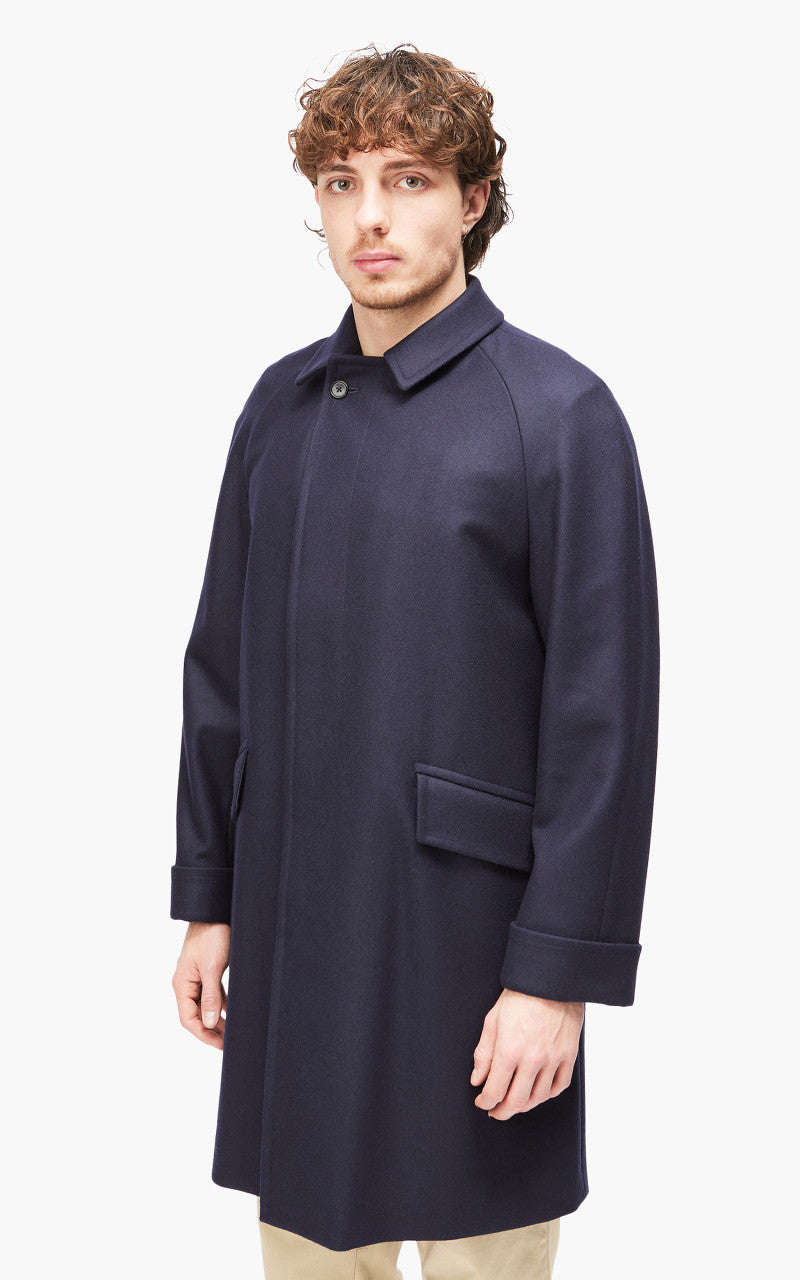 Coherence Corb Melton Wool Jersey Coat Dark Blue
