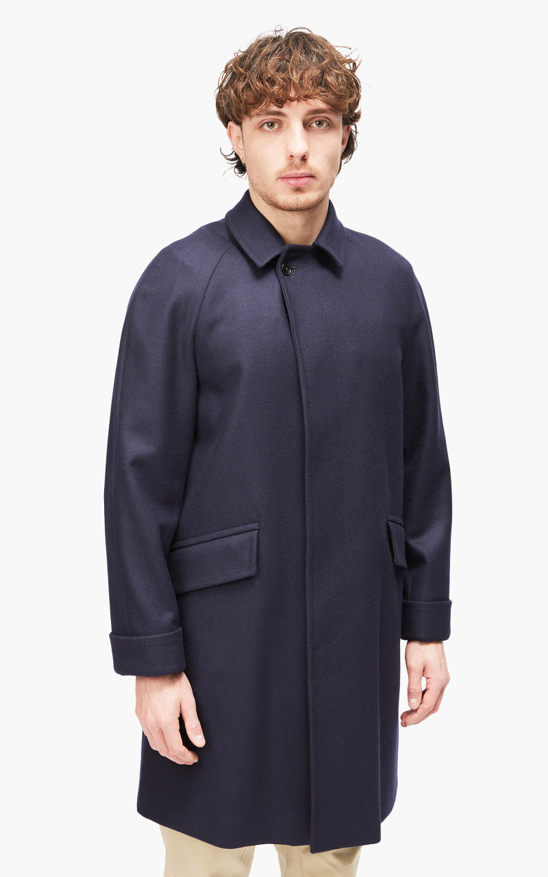 Coherence Corb Melton Wool Jersey Coat Dark Blue