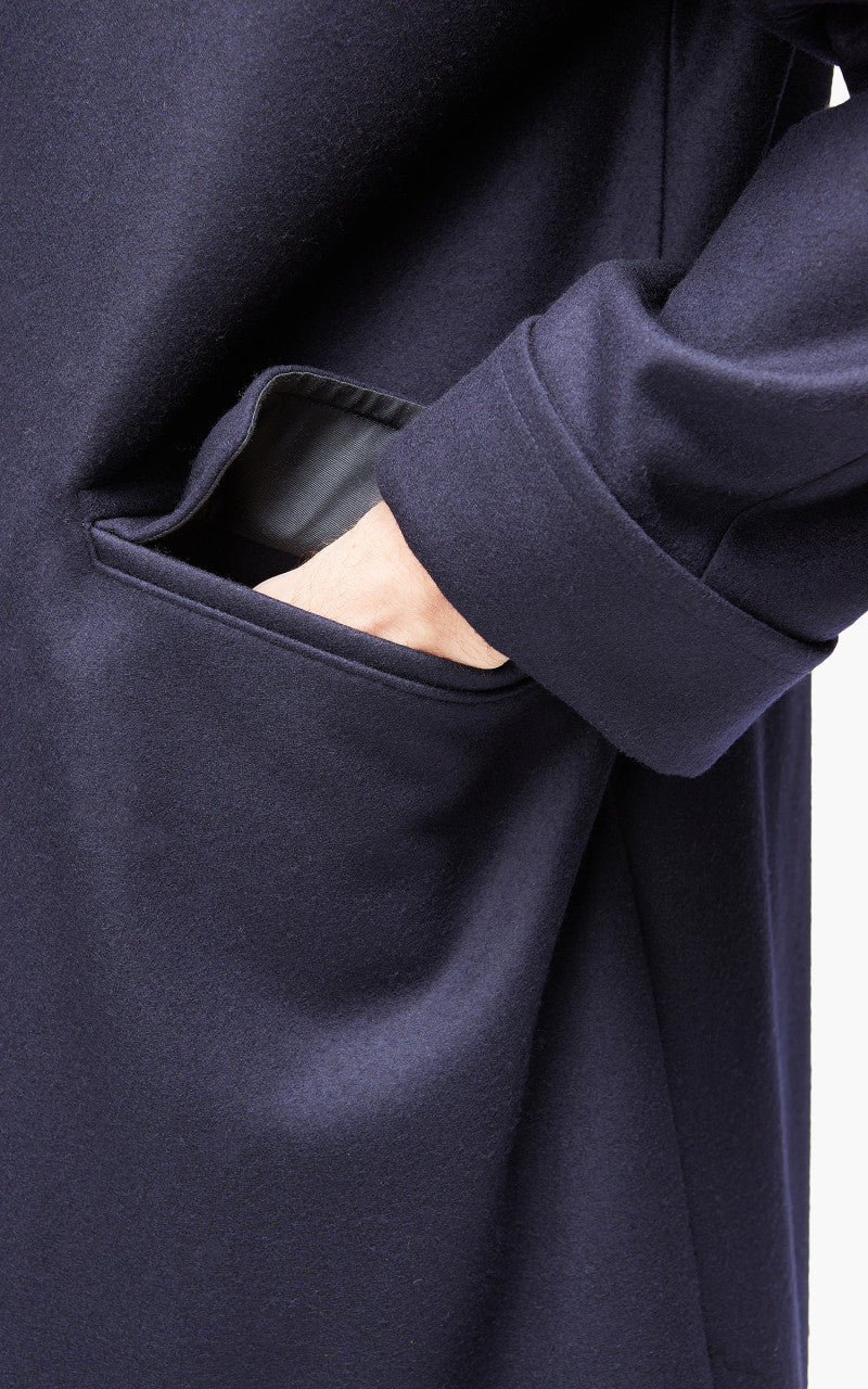 Coherence Corb Melton Wool Jersey Coat Dark Blue