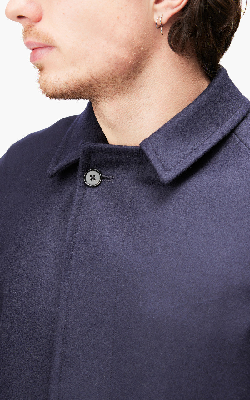 Coherence Corb Melton Wool Jersey Coat Dark Blue