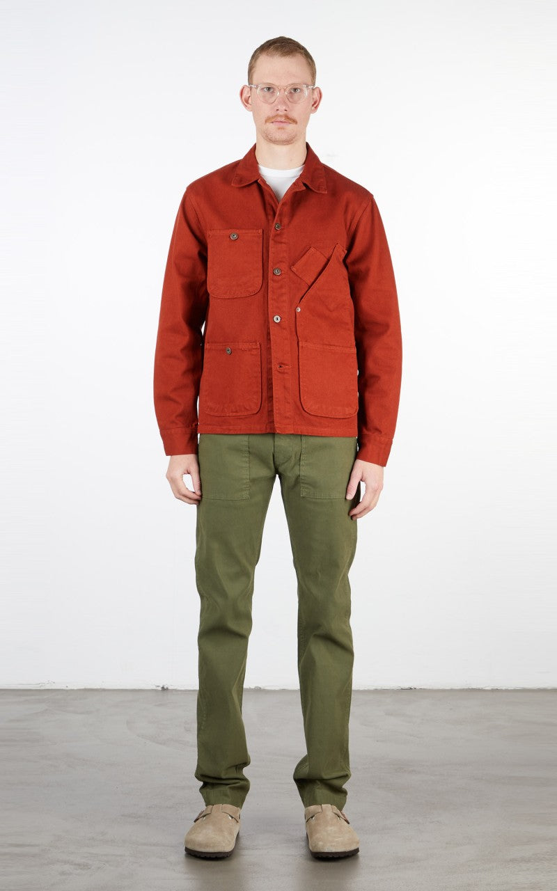 Tellason Coverall Jacket Garment Dyed Denim International Orange