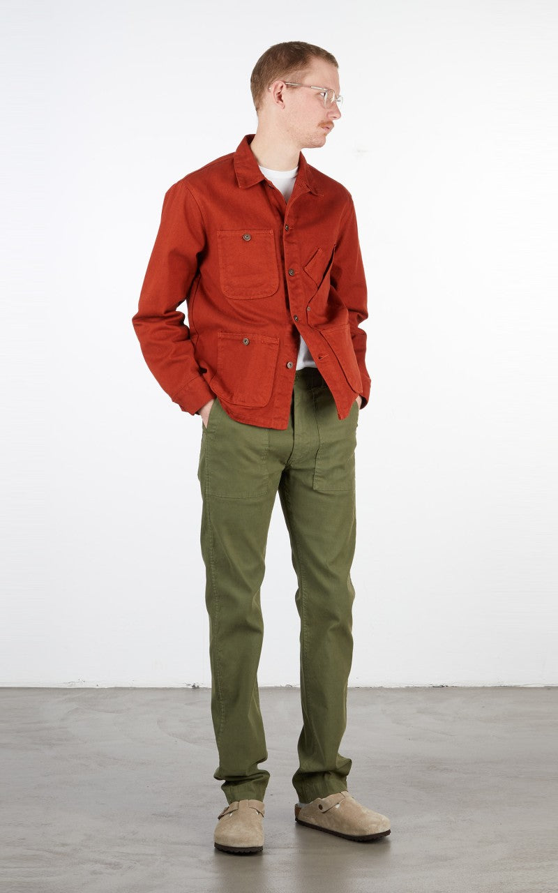 Tellason Coverall Jacket Garment Dyed Denim International Orange
