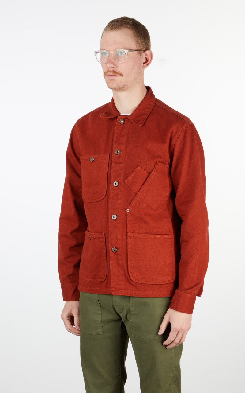 Tellason Coverall Jacket Garment Dyed Denim International Orange