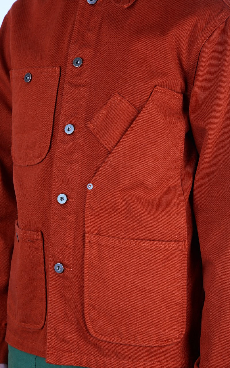 Tellason Coverall Jacket Garment Dyed Denim International Orange