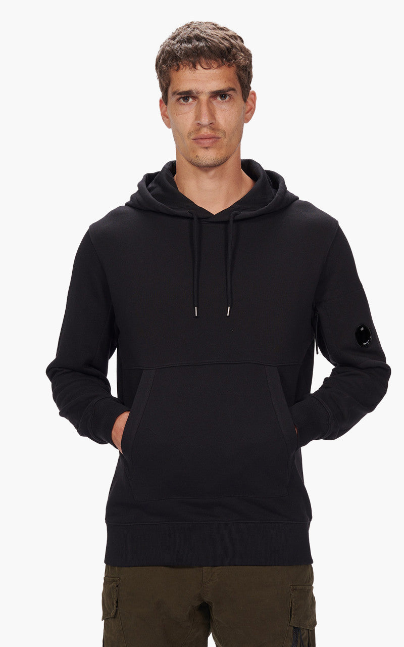 C.P. Company Diagonal Raised Fleece Pullover Hoodie Black