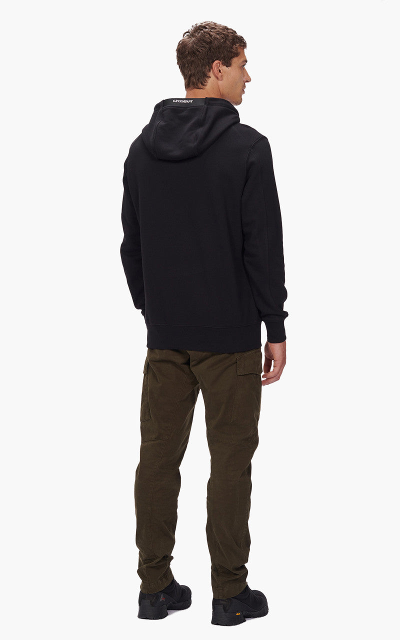 C.P. Company Diagonal Raised Fleece Pullover Hoodie Black
