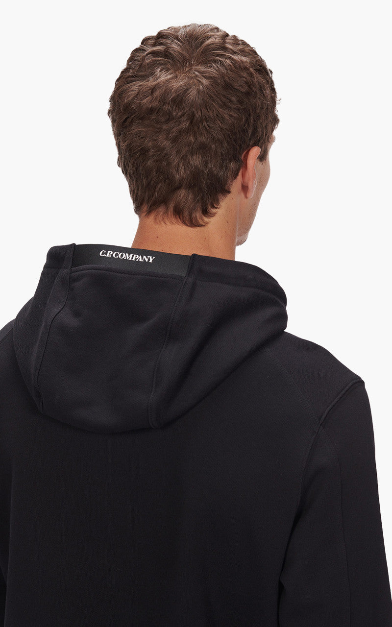 C.P. Company Diagonal Raised Fleece Pullover Hoodie Black