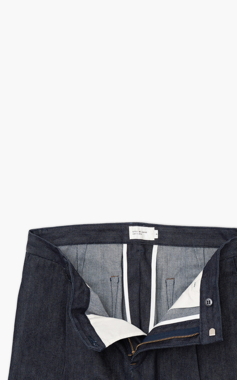 Still By Hand Denim Tapered Pants Navy