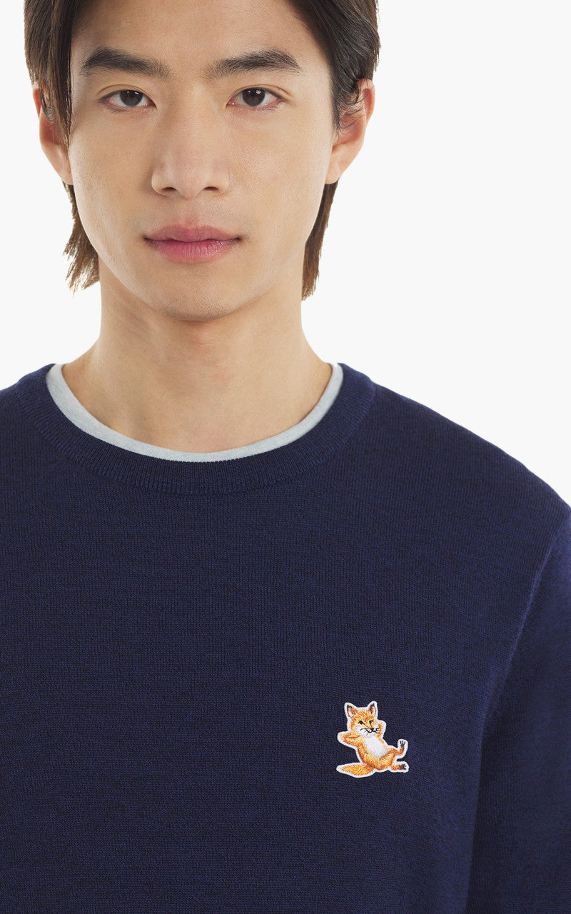 Maison Kitsuné Dressed Fox Patch Relaxed Jumper Navy