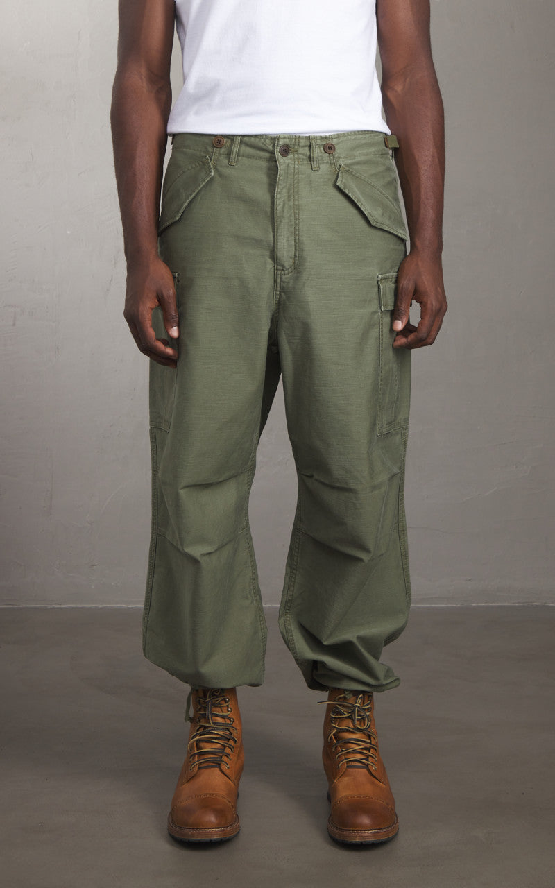 Denham Archive Cargo Pant Heavy Satin Army Green