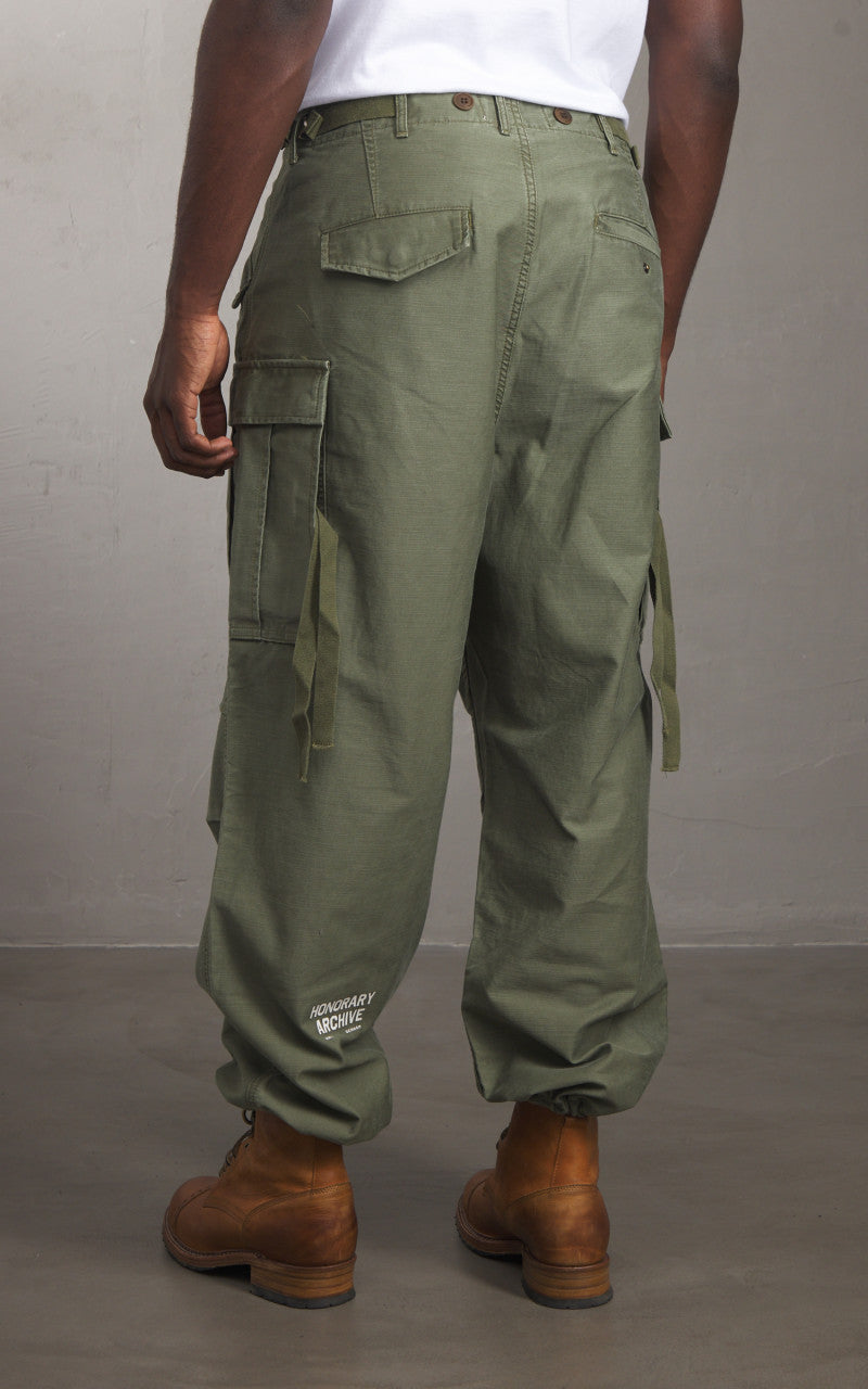 Denham Archive Cargo Pant Heavy Satin Army Green