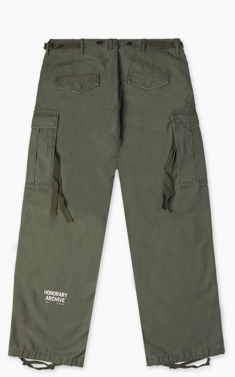 Denham Archive Cargo Pant Heavy Satin Army Green