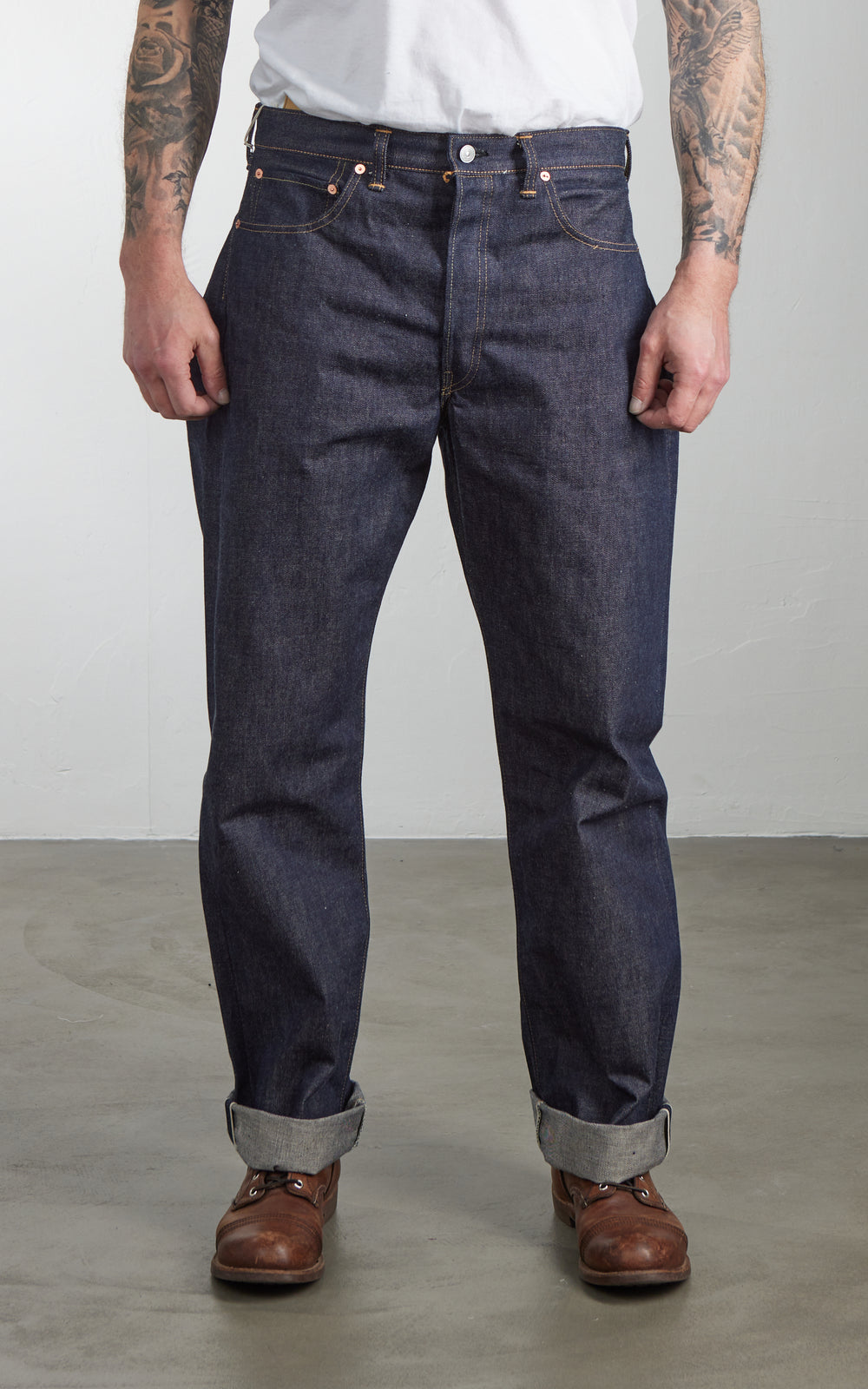 Denime Lot 220XX-54 1954 Model Jeans Selvedge Unwashed Indigo 14.5oz