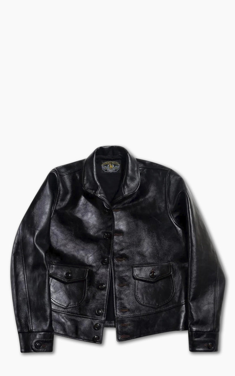 Double Helix Classic 1920s Horsehide Leather Jacket Black