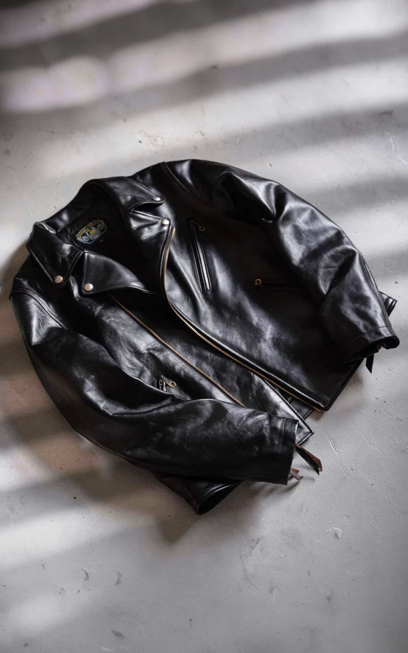 Double Helix Deviant Horsehide Leather Rider Jacket Black