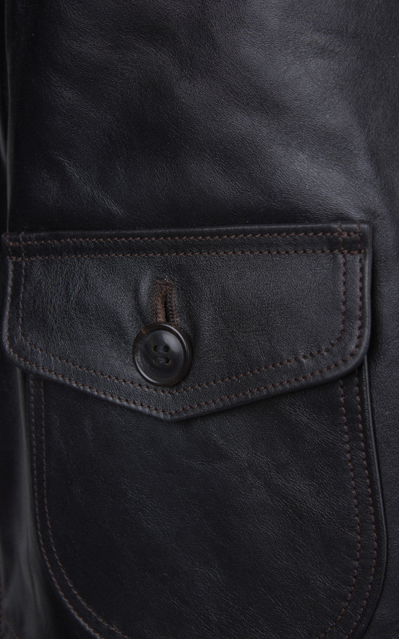 Double Helix Classic 1920s Horsehide Leather Jacket Black