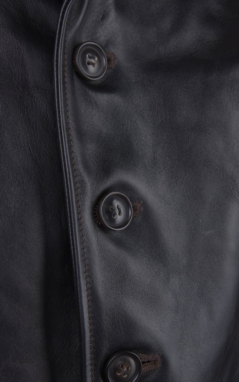 Double Helix Classic 1920s Horsehide Leather Jacket Black