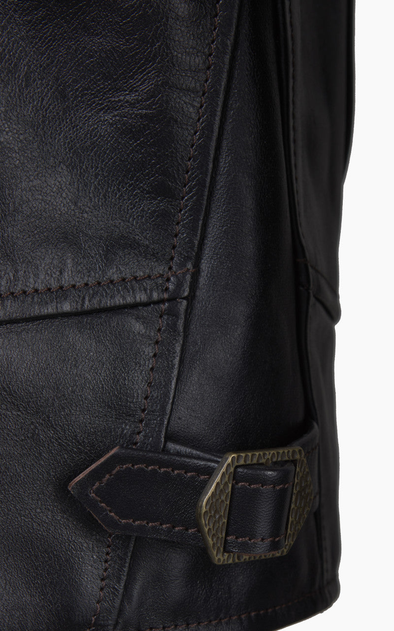 Double Helix Classic 1920s Horsehide Leather Jacket Black