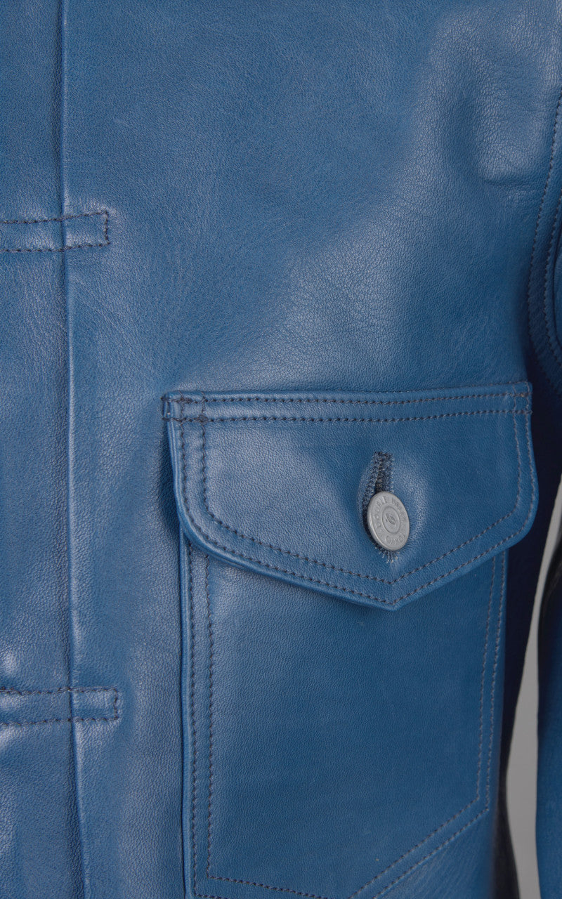 Double Helix Gold Digger Horsehide Leather Jacket Indigo