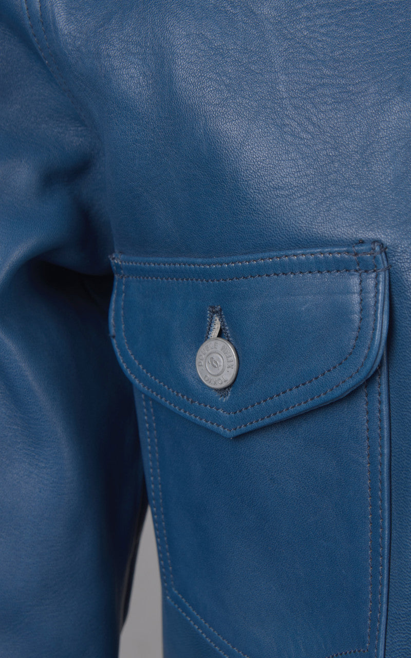 Double Helix Gold Digger Horsehide Leather Jacket Indigo