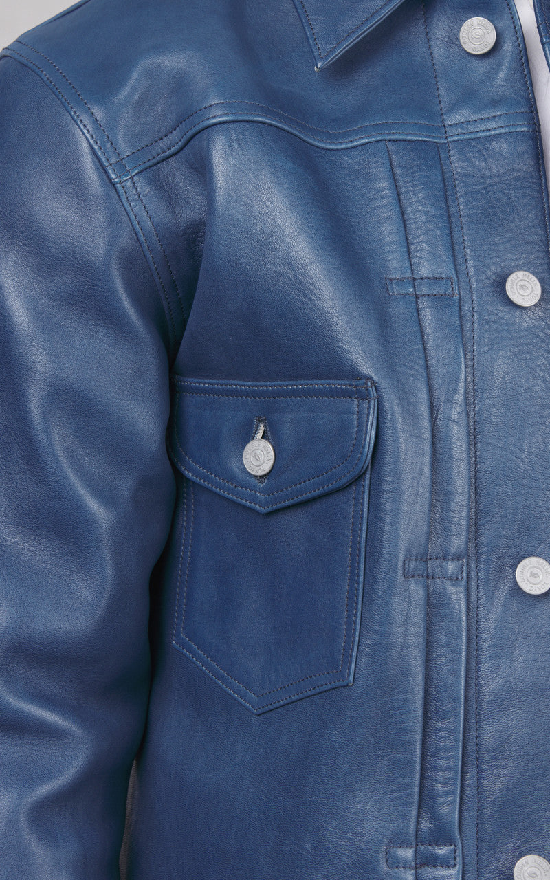 Double Helix Gold Digger Horsehide Leather Jacket Indigo