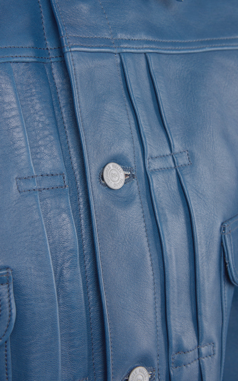 Double Helix Gold Digger Horsehide Leather Jacket Indigo