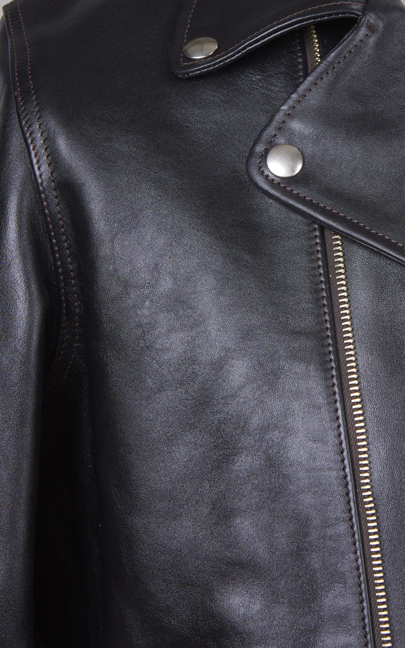 Double Helix Deviant Horsehide Leather Rider Jacket Black
