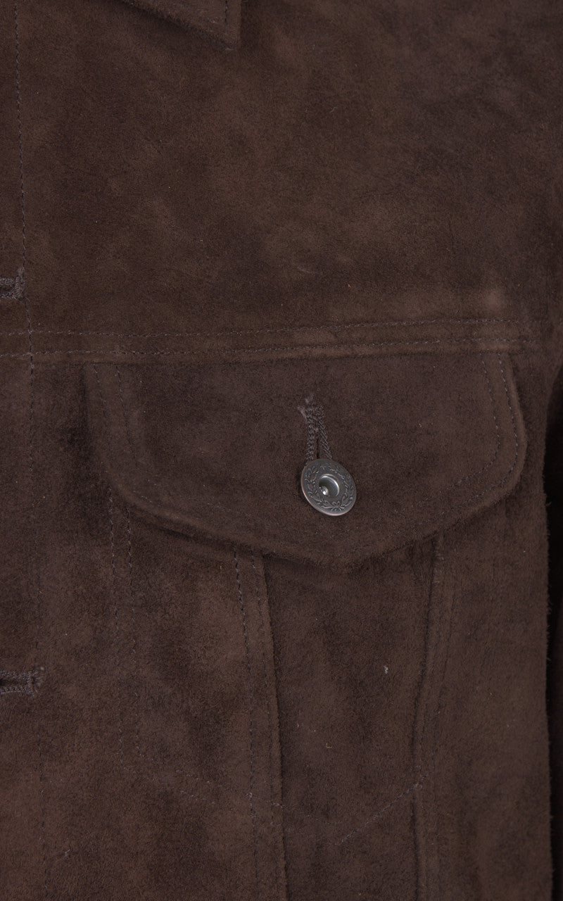 Double Helix Western Pioneer P Horsehide Suede Jacket Dark Brown