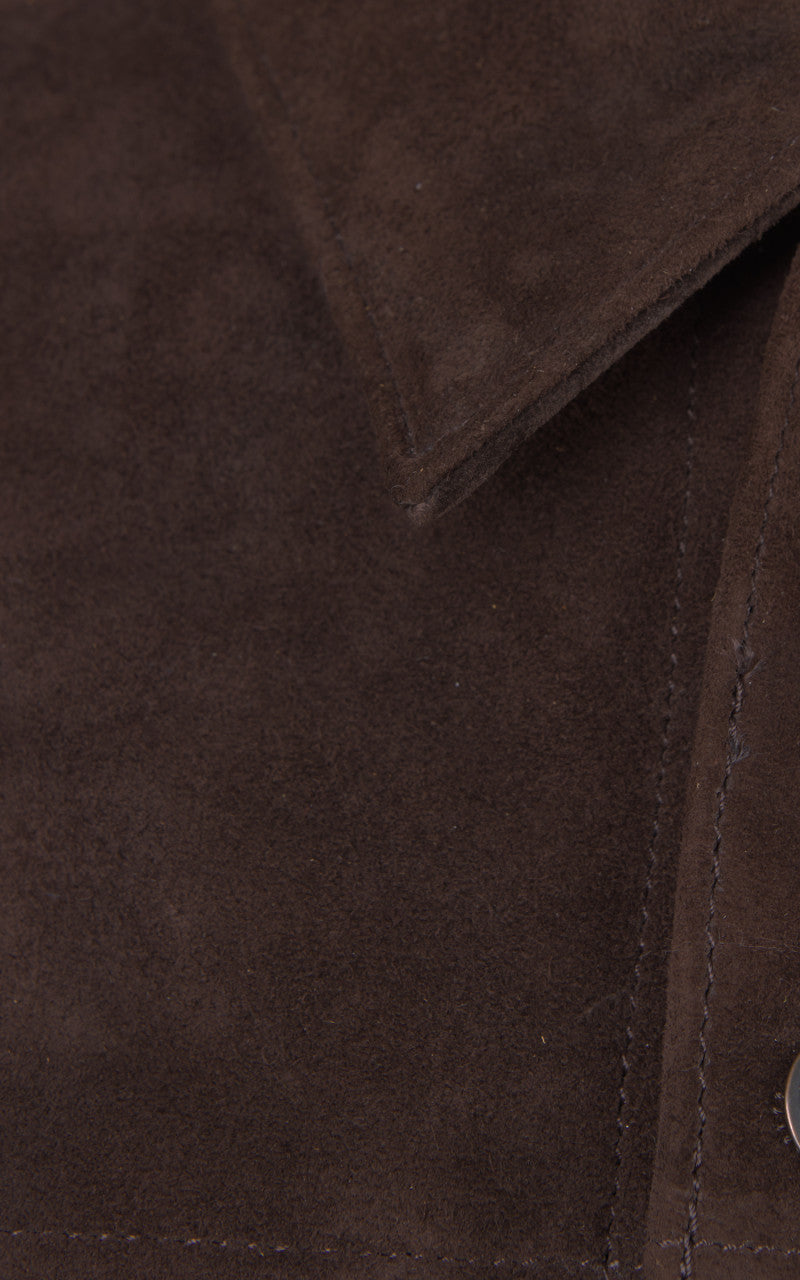 Double Helix Western Pioneer P Horsehide Suede Jacket Dark Brown