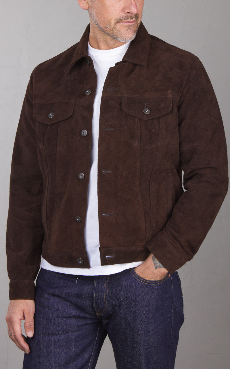 Double Helix Western Pioneer P Horsehide Suede Jacket Dark Brown