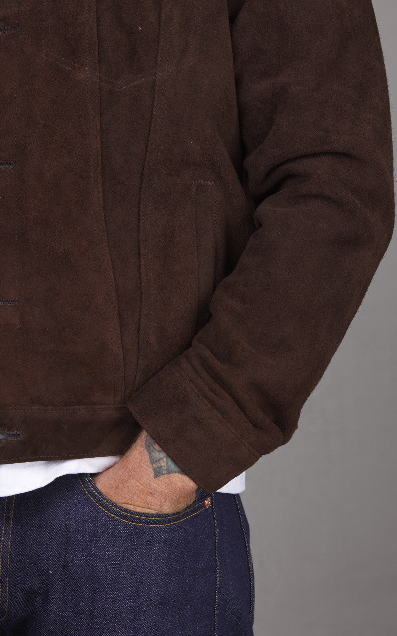 Double Helix Western Pioneer P Horsehide Suede Jacket Dark Brown