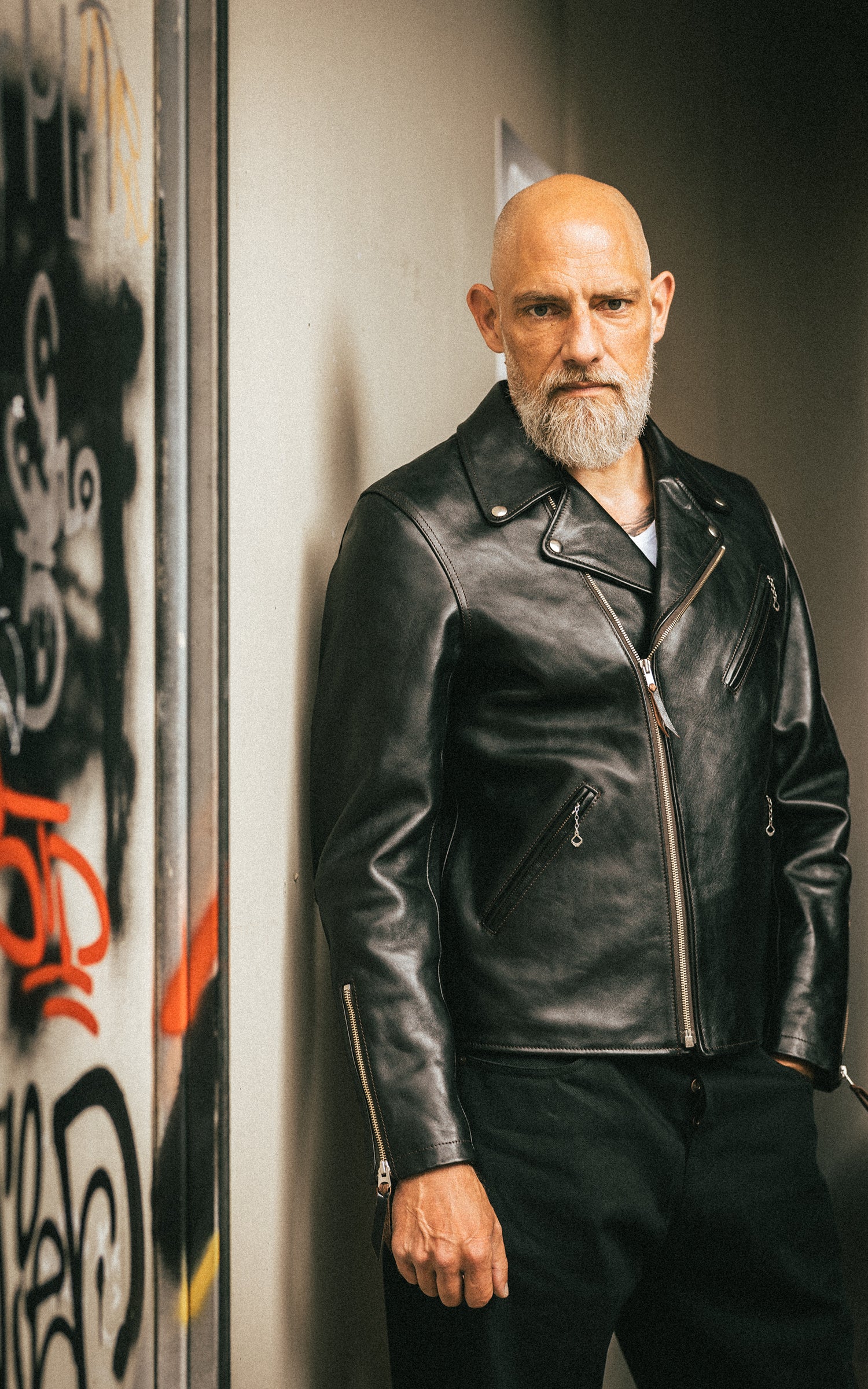 Double Helix Deviant Horsehide Leather Rider Jacket Black