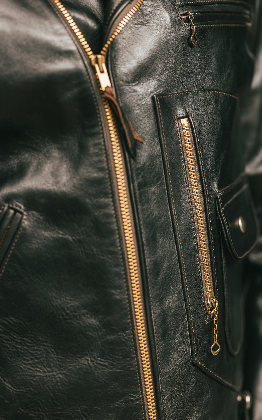 Double Helix Innovator Horsehide Leather Rider Jacket Black