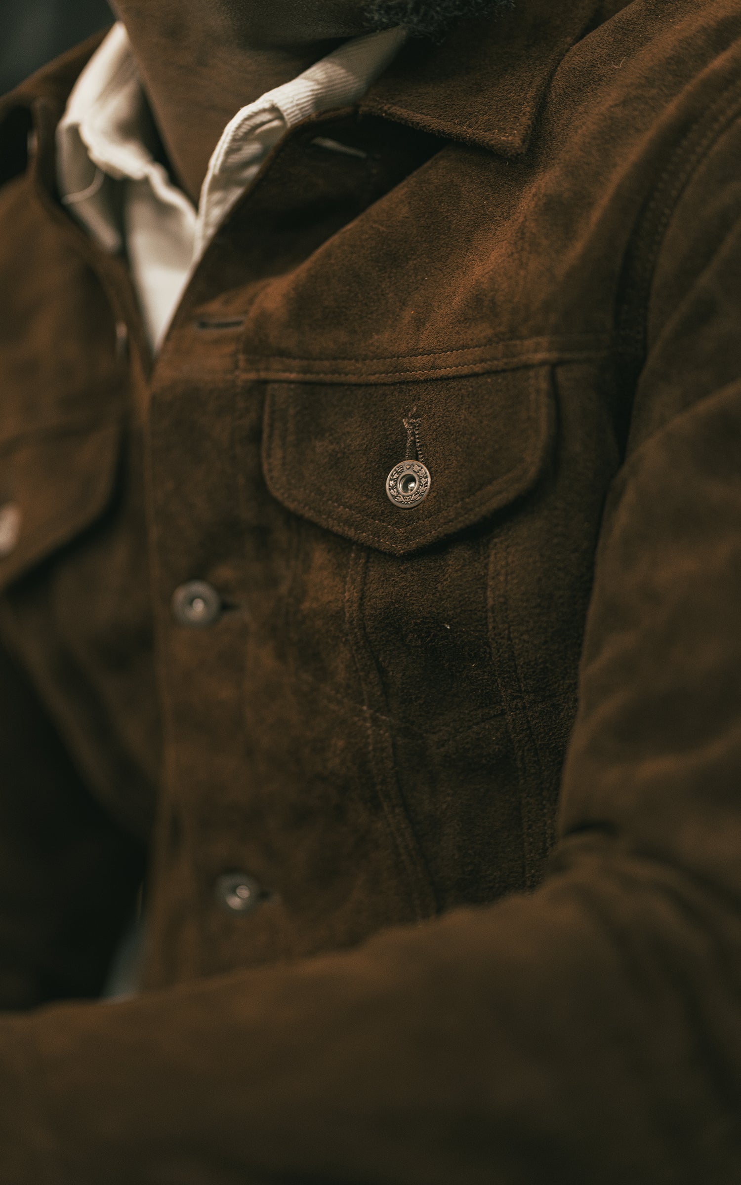 Double Helix Western Pioneer WP Horsehide Suede Jacket Dark Brown