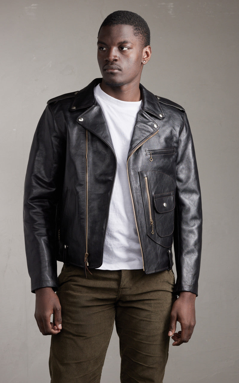 Double Helix Innovator Horsehide Leather Rider Jacket Black