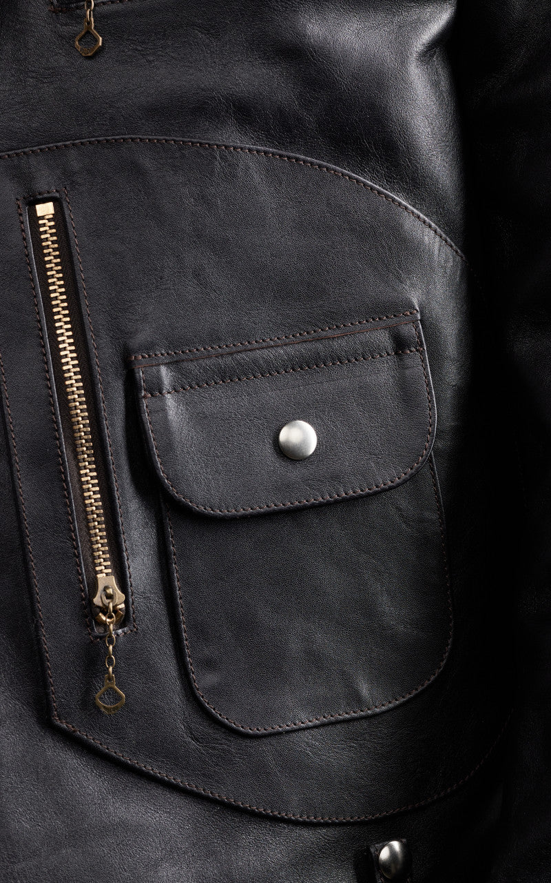 Double Helix Innovator Horsehide Leather Rider Jacket Black