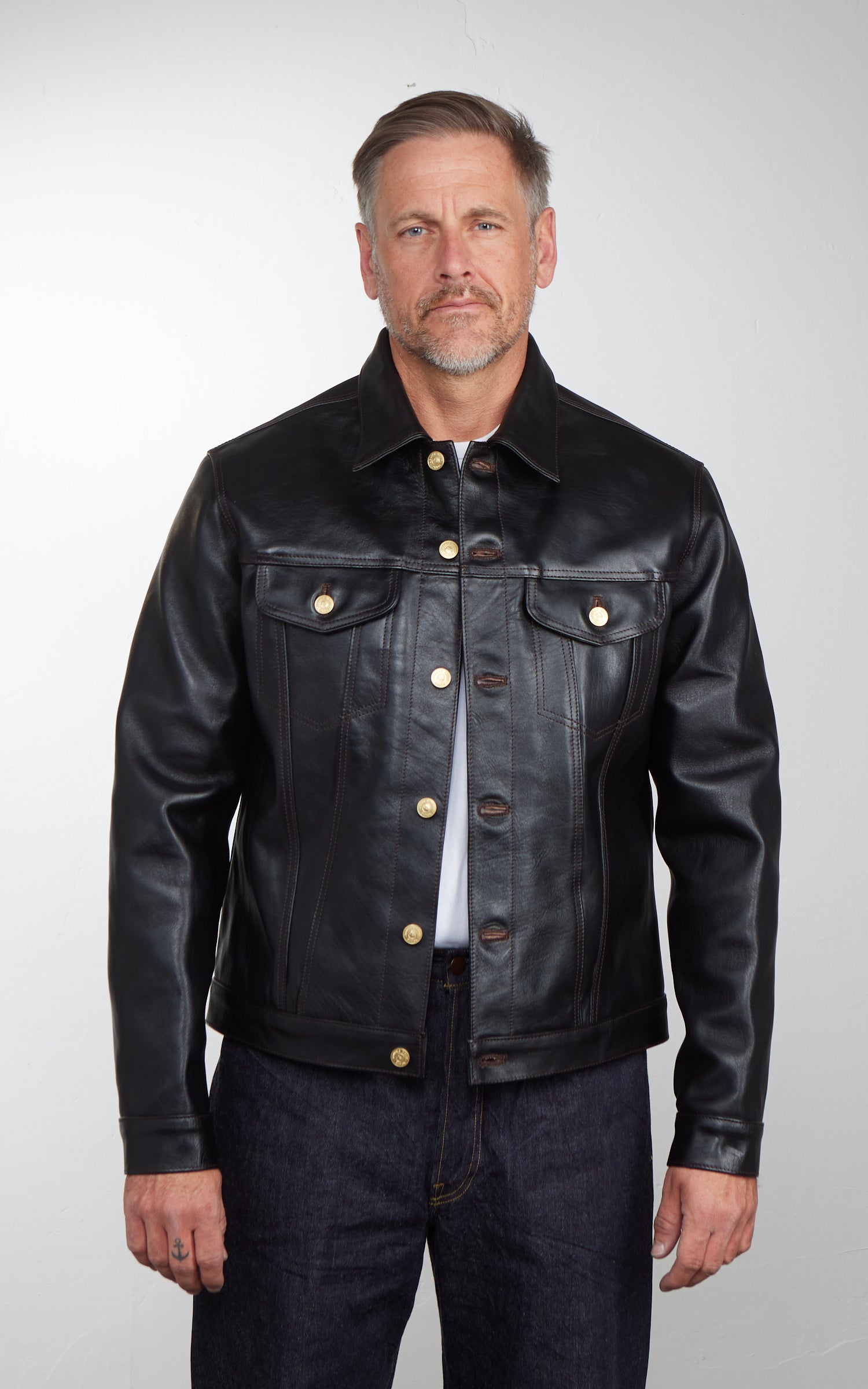 Double Helix Western Pioneer Horsehide Leather Jacket Black
