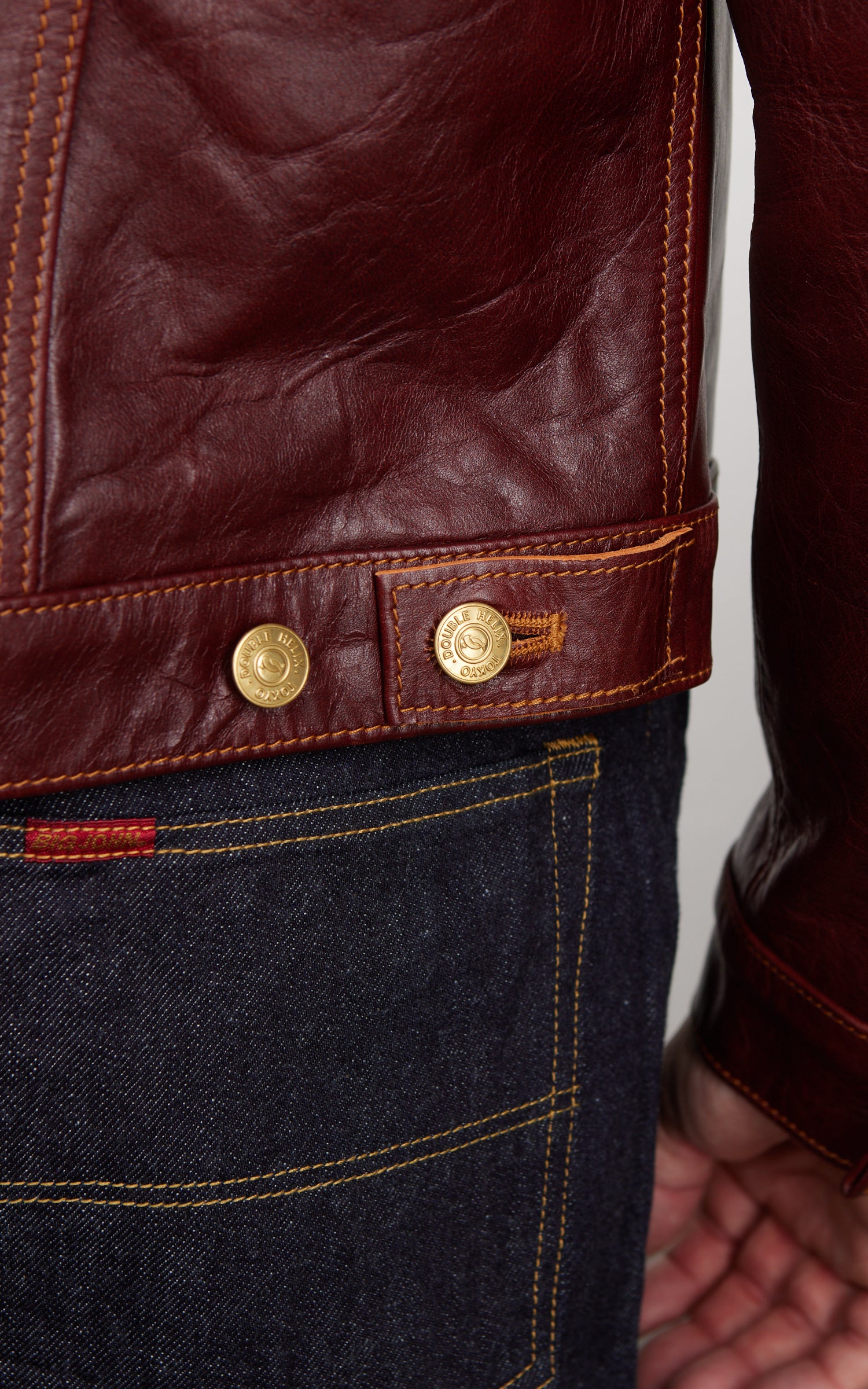 Double Helix Western Pioneer Horsehide Leather Jacket Burgundy