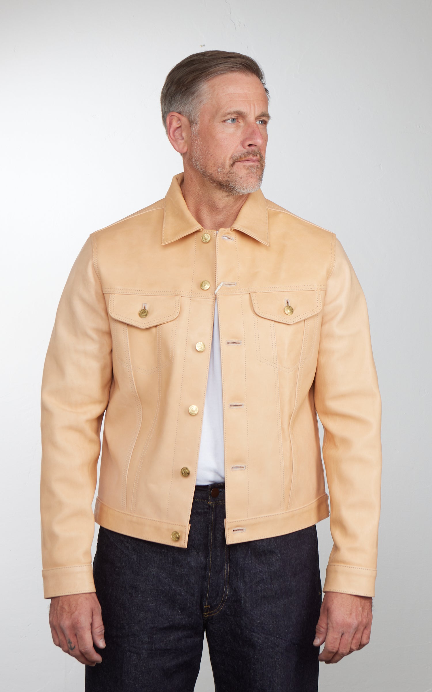 Double Helix Western Pioneer Horsehide Leather Jacket Natural