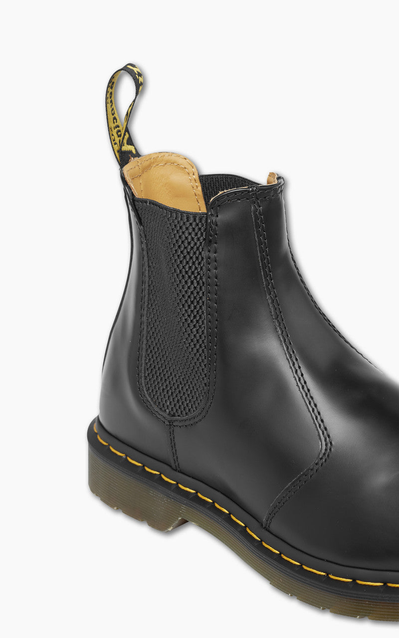 Dr. Martens 2976 Yellow Stitch Smooth Leather Chelsea Boots Black