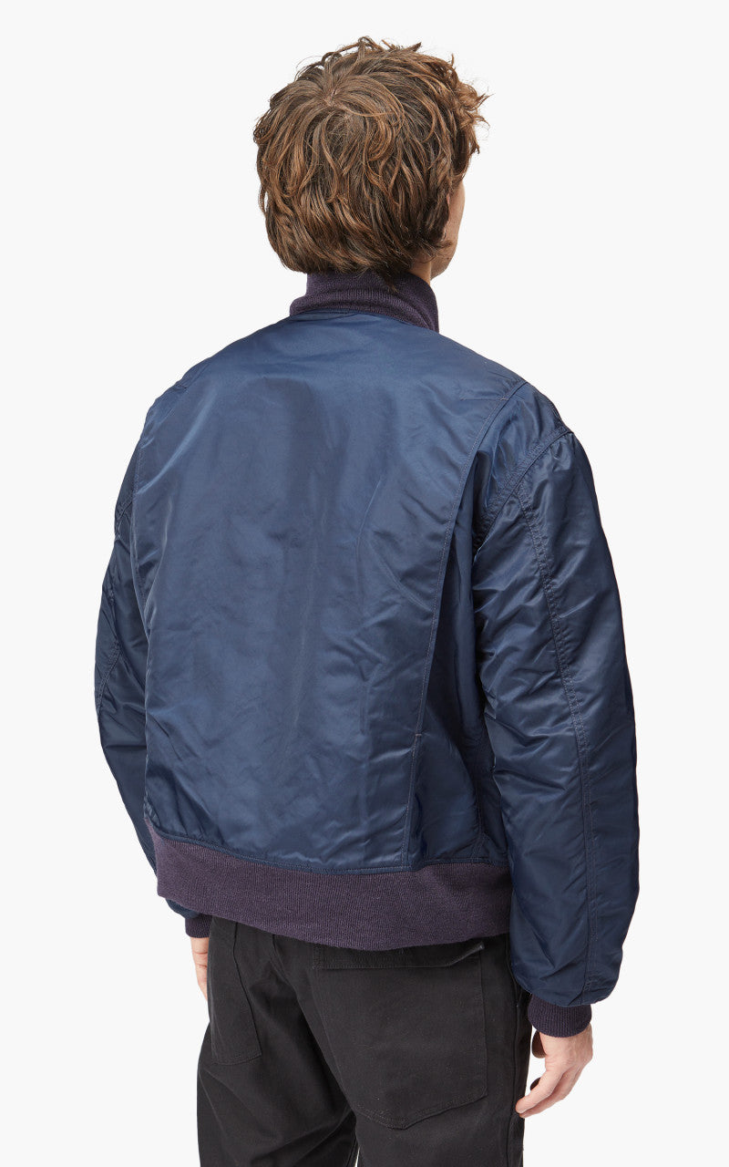 Engineered Garments Deck Jacket Flight Satin Nylon Navy Engineered Garments Deck Jacket Flight Satin Nylon Navy